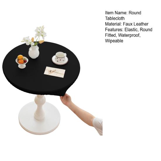 Round Fitted Tablecloth Elastic Table Cover Waterproof Wipeable Table Cloth for Indoor Outdoor Picnic Kitchen Dining 24"-47