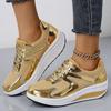 Fashion Gold Silver Platform Wedge Shoes Women Thick Sole Luxury Breathable Mesh Sports Shoes Woman Casual Sneakers Female Shoes Trainer