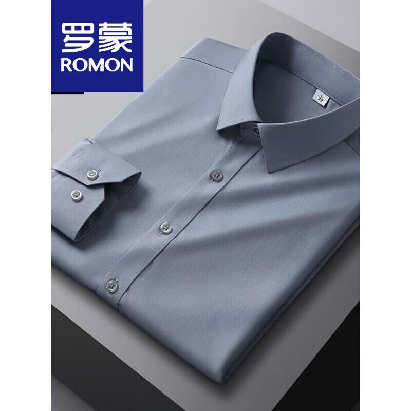 ROMON Мужская однотонная рубашка с длинным рукавом и воротником