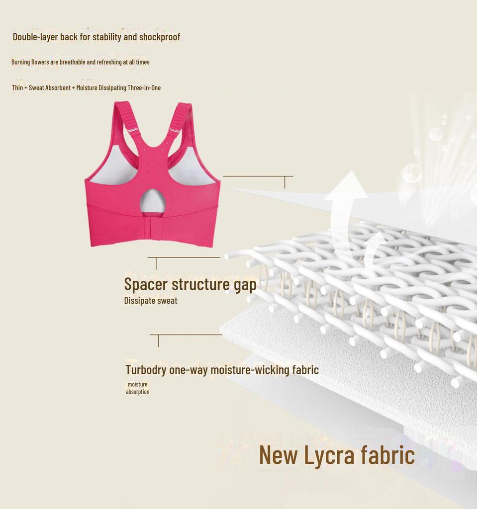 Qiaoyi High-Strength Shockproof Sports Bra for Running & Fitness - Fixed Cup Design for Large Chest