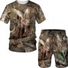 Summer Casual Camouflage Hunting Animal Wild Boar 3D T-Shirt Fashion Men's Tracksuit Short Sleeve Sportwear Men Clothing Suit