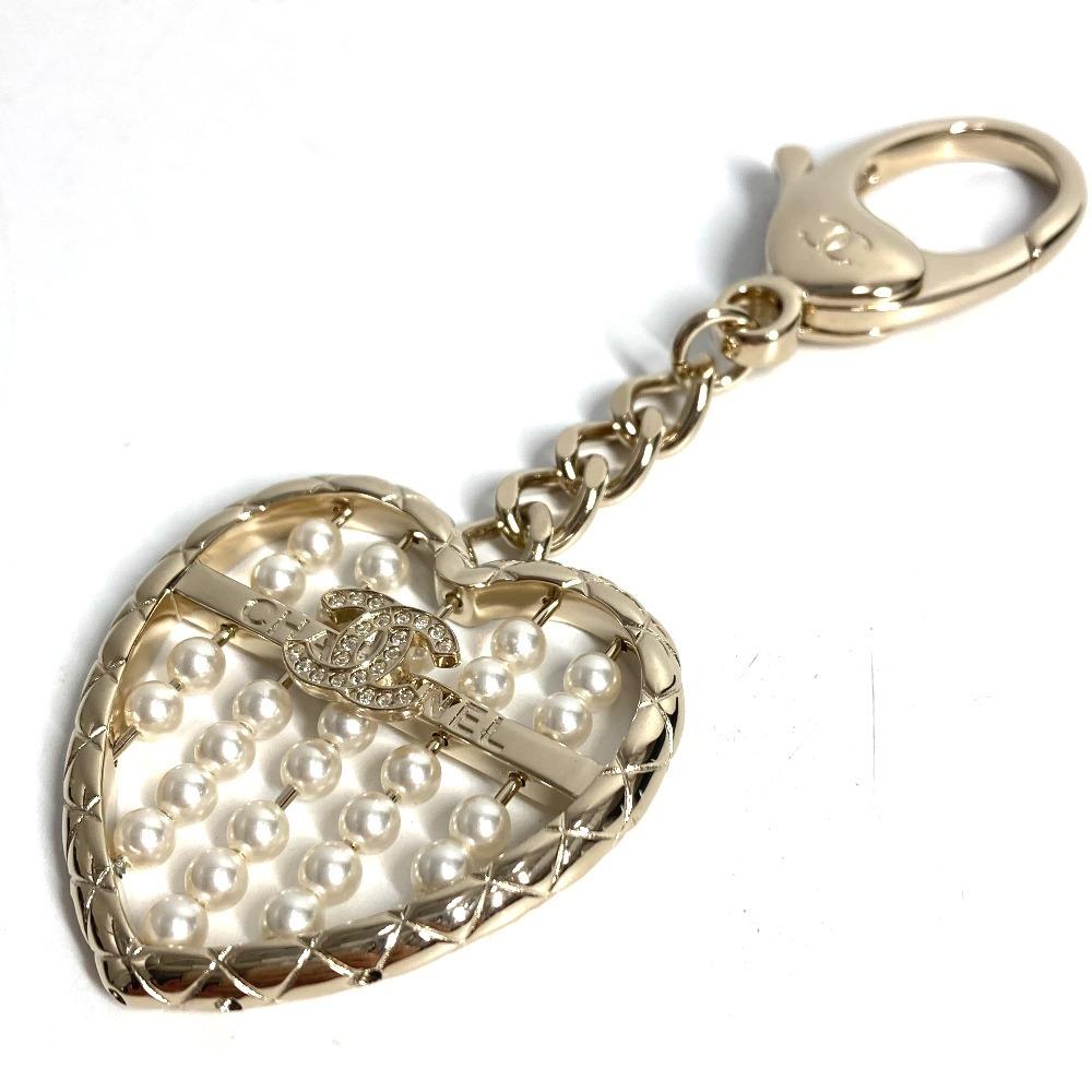 Chanel ABG045 B25A Сердце CC CC Знак Логотип Искусственный Жемчуг Стразы Брелок для Сумки