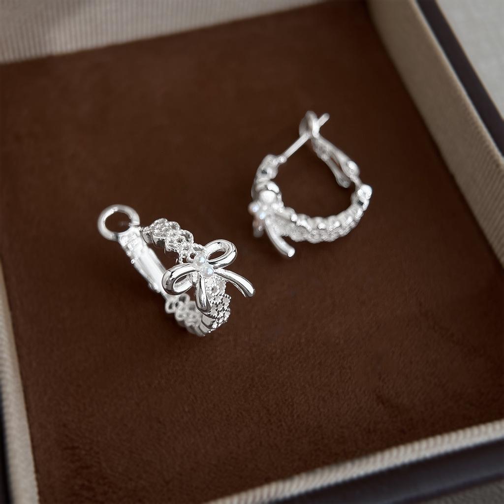 Серьги-пусеты с вырезами в виде банта из кружева Sweet Island Knot - Роскошный Высококачественный Сладкий Дизайн