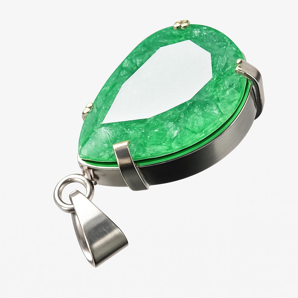 41 Карат Натуральный Изумруд 925 Пробы Стерлинговое Серебро СЕРТИФИЦИРОВАННЫЙ Красивый Подвеска Грушевидной Формы AI-119-NS