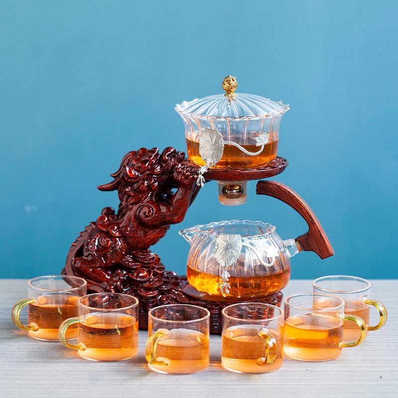 Творческий стеклянный чайный сервиз, автоматический чайник, термостойкий чай кунг-фу, чай для питья, создайте храбрые войска