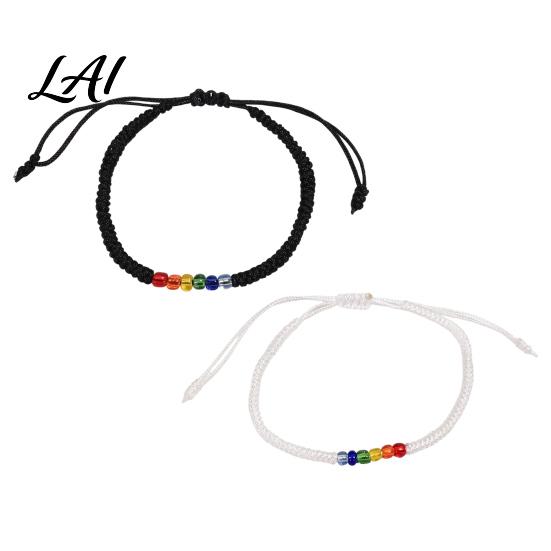 Simple Niche Style Bracelet Rainbow Beads for Men Women Handmade Cute Small Gift Friends Braided String Bracelet Adjustable Woven Rope Wristband