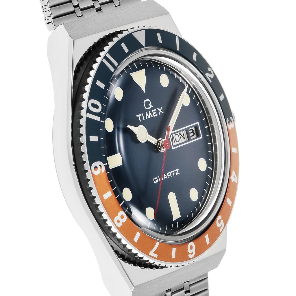 TIMEX Мужские часы Q сине-оранжевые TW2U6110