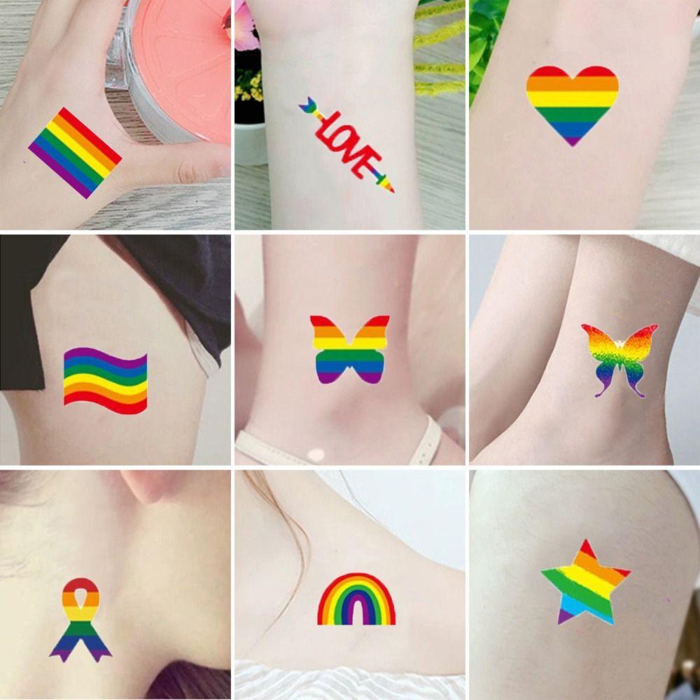 18 шт. красочные наклейки-татуировки в виде радуги, временные наклейки-татуировки в виде цветов и звезд, пара дружбы