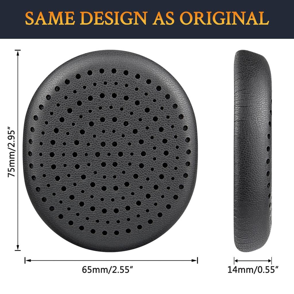 SOULWIT Replacement Ear Pads, Ear Cushions, Compatible with Logitech H800 Headset, Noise-Isolating Foam Earmuffs, Soft Protein Leather - Black