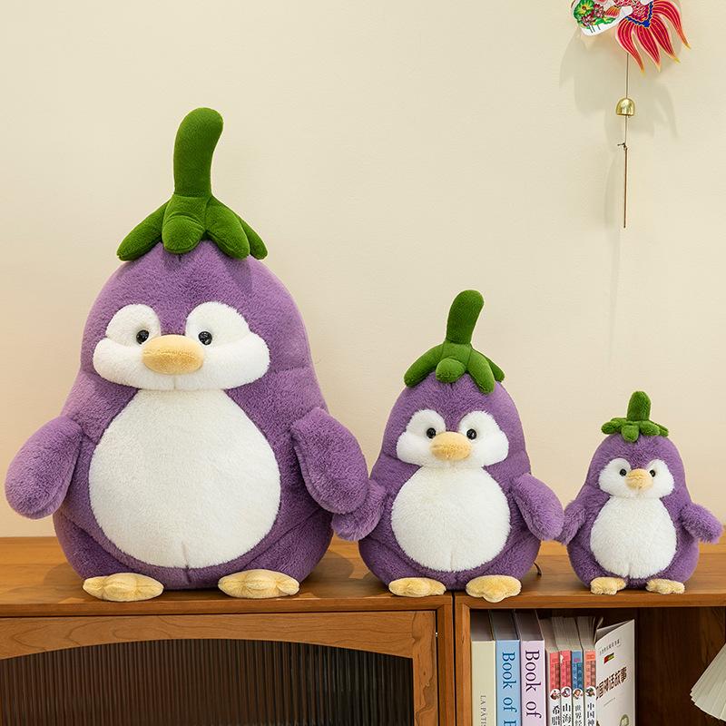 Eggplant Penguin Doll Plush Toy Comfort Sleeping Doll Ornaments Grab Machine Doll Birthday Gift for Boys and Girls