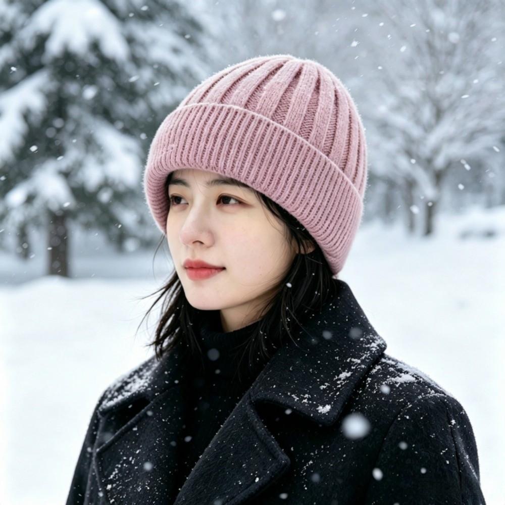 Thick Warm Fleece Lined Beanie Ear Protection Warm Skull Cap Fashion Winter Knit Hat Men Women