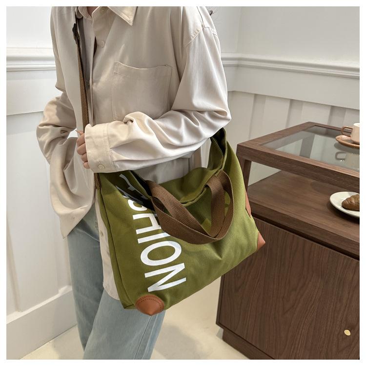 Новинка 2024 года, модная повседневная сумка большой емкости, универсальная парусиновая сумка через плечо, сумка для покупок