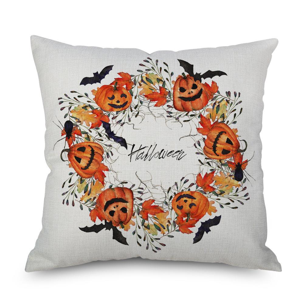 Halloween Linen Pillowcase Pumpkin Plaid Pillow Case for Bedroom Room Aesthetics Pillow Cover Luxury Designer Cushion Cover