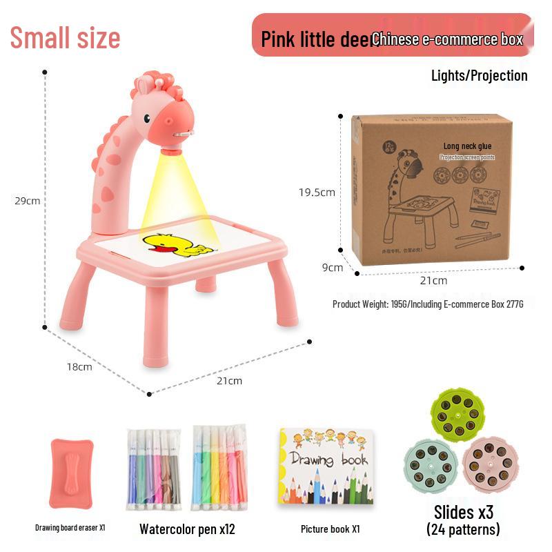 Проекционный чертежный стол Zhile Little Deer: Многофункциональная мультяшная доска для граффити со звуком и светом для детей