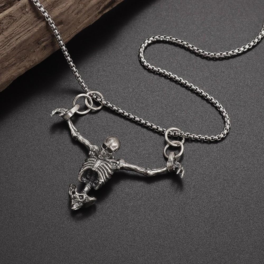 Gothic Men Necklace Zinc Zinc Alloy Clavicle Chain Simple Skull Head Pendent Halloween