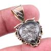 Natural Black Rutile 925 Solid Sterling Silver TwoTone Gift Pendant 1.25" F0H01