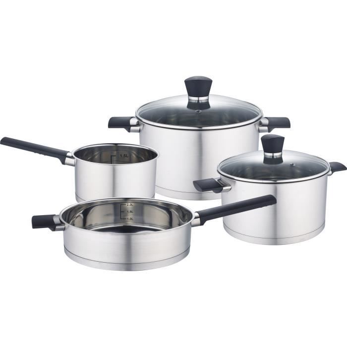 Cookware Set - All Hobs Including Induction - Baumalu - Stainless Steel - 6 Pieces - Stainless Steel - Grey