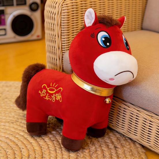 2026 Год Лошади Плюшевая Игрушка Счастливая Лошадь Талисман для Лунного Нового Года Мягкая Набивная Игрушка для Украшения Символ Удачи Празднование