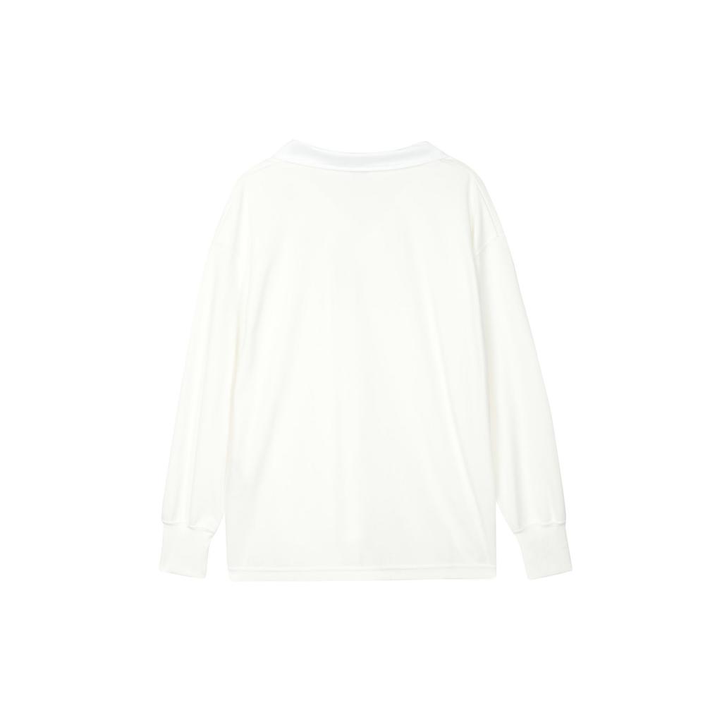 Nike Однотонная футболка с воротником-поло, свободная, с длинным рукавом и заниженной линией плеч, женские топы, белые FB8721-133