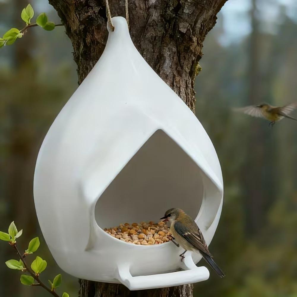 Creative Waterproof Hanging Bird Feeder Rainproof Large Capacity Bird Feeding Dispenser with Stand Bird Feeder Tray Outdoor