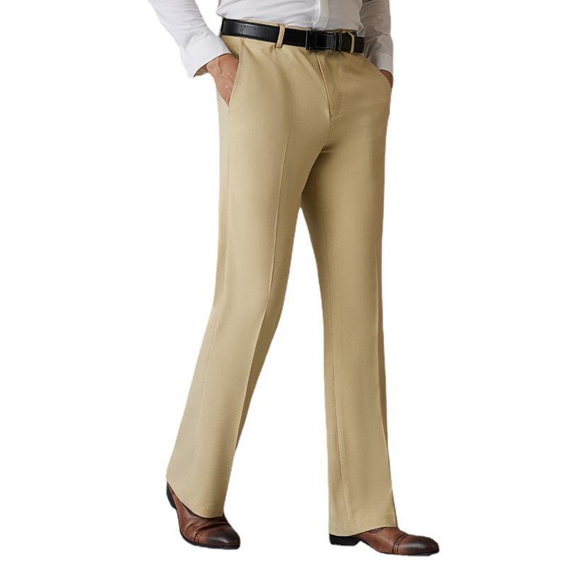 Men Bell Bottom Flare Pants Slim Fit Breathable Stretch Formal Dress Trousers Vintage