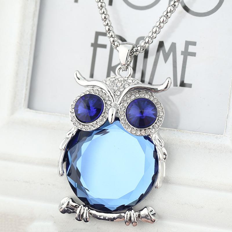 Новое винтажное длинное ожерелье с подвеской в виде совы для женщин 2025 года, модное ожерелье с кристаллами и цепочкой для свитера, колье, женское ювелирное ожерелье, подарки