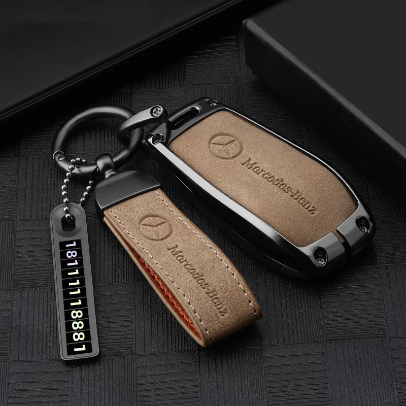 FIQ4 2025 New Suede Car Remote Key Case Fob Cover Shell For Mercedes Benz A C E S G Class GLC CLE CLA GLB GLS W177 W205 W213 W222 X16