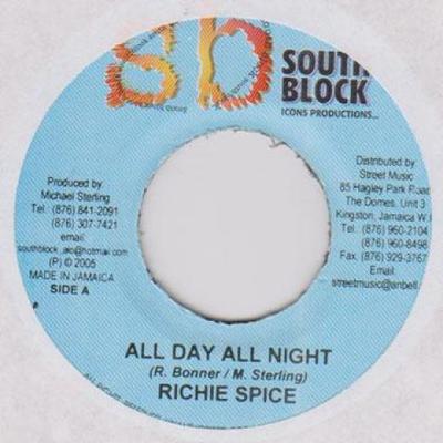 7-дюймовая пластинка RICHIE SPICE / ZEBRA - All Day All Night / It No Full South Block 2005 Ямайка Регги, Ска и Даб
