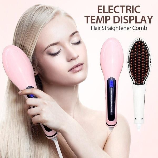 Электрический выпрямитель для волос с ЖК-дисплеем ионной щеткой, автоматический инструмент для укладки волос