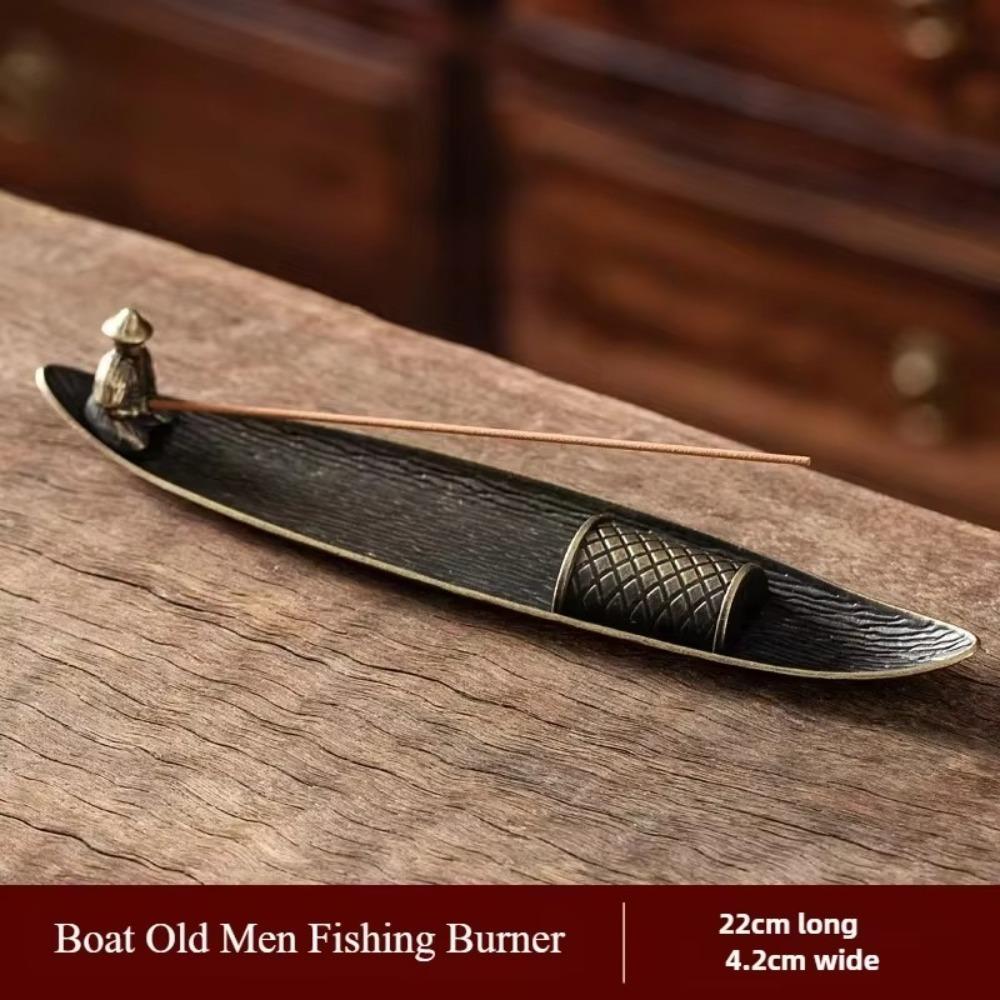 Boat Shape Incense Stick Holder Metal Aromatherapy Ornament  Home Interior Decoration