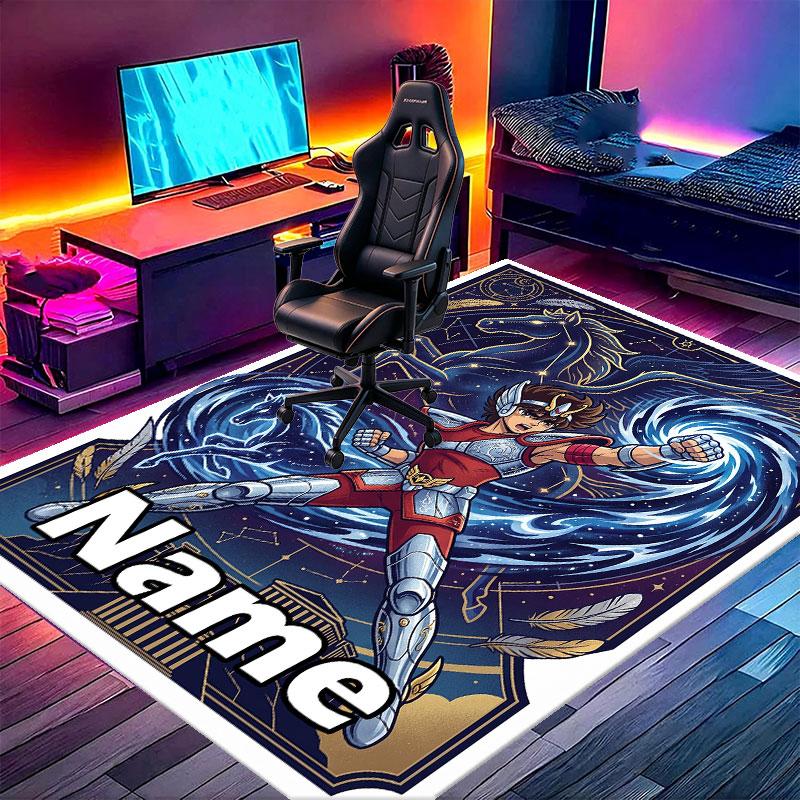 Custom Name Personalized Saint Seiya Print Carpet, Versatile Home Decor Rug, for Playroom, Apartment, Balcony, Entryway, Hallway Gift