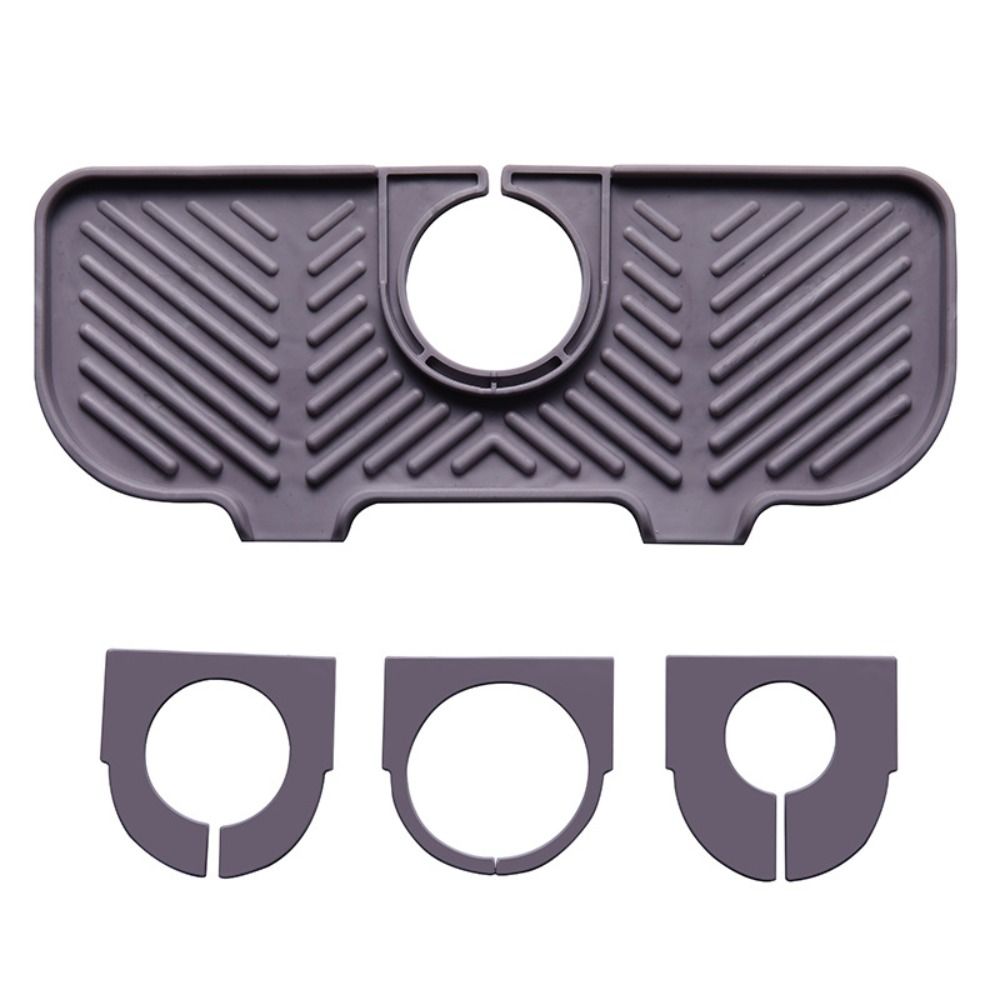 Behind Faucet Water Catcher Mat Silicone Bar Soap Holder Sink Draining Tray Kitchen