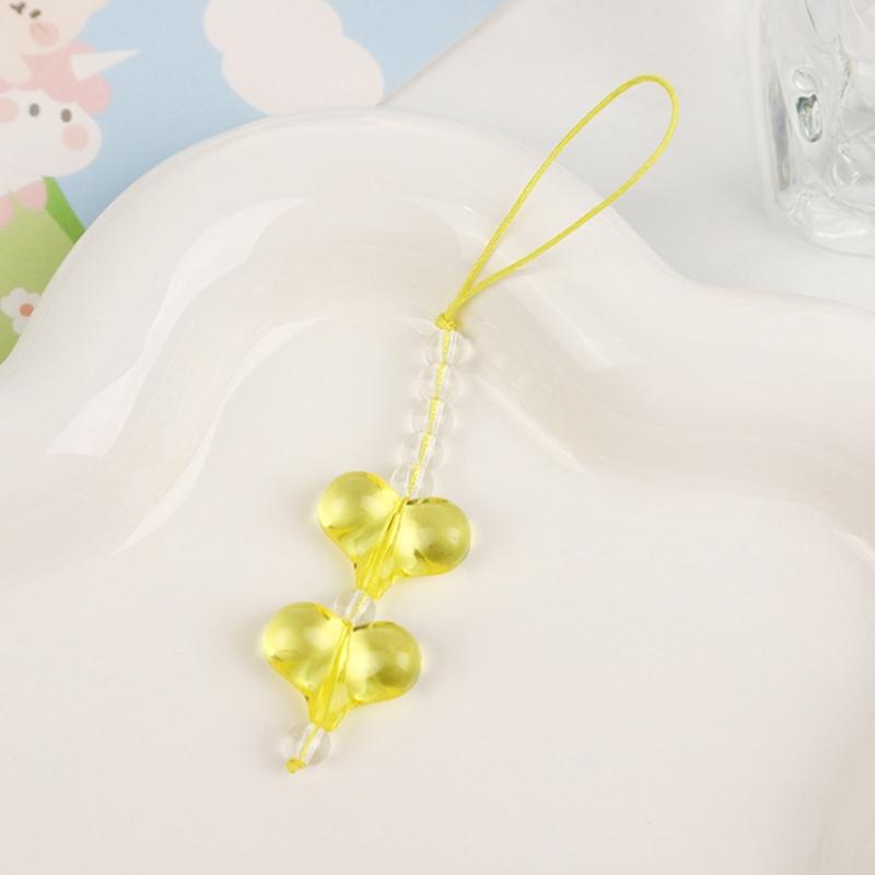 Delicate Heart Phone Charm Colorful Handmade Heart Phone Strap Acrylic Material Heart Phone Jewelry Gift for Women Girls
