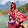 Warm Thick Plaid Hooded Cape Shawl Women Winter Cozy Wrap Scarf Lightweight Blanket Coat