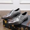 Designer Mens Shoes Gold Silver Snakeskin Patent Leather Shoes Fashion Casual Business Shoe Lace Up Brogues Shoes Zapatos Hombre