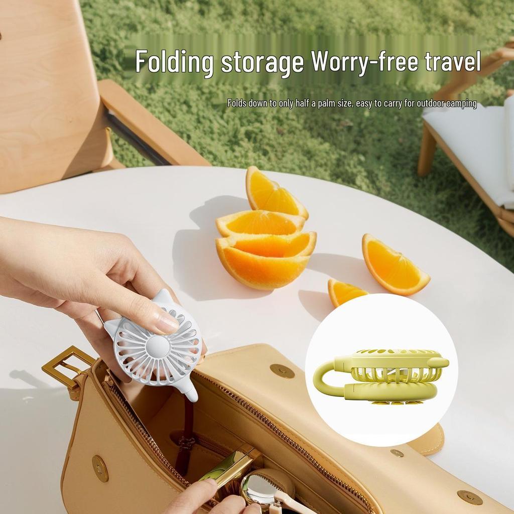 WangT6 Portable USB Mini Folding Fan with Suction Cup for Home and Outdoor Use