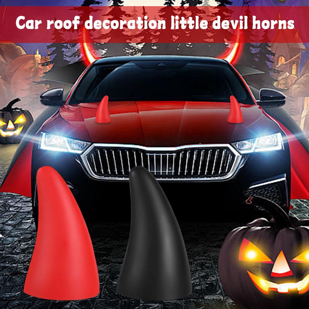 NEW High-end 1 Pair 3D Devil Horn Car Roof Decoration Decorations Sticker Stereo Creative Horn Bumper Car Stickers Hood Hel Q2V9