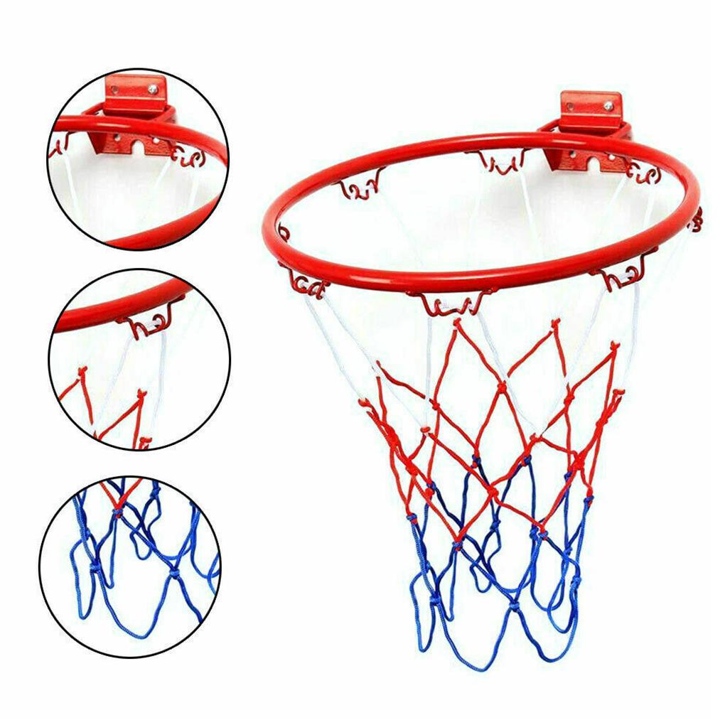 Steel Boys Girls Basketball Hoop Portable Weatherproof Rim Indoor Outdoor Kindergarten Wall-mounted Net with 8 Mounting Screws