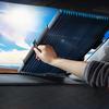Automatic Retractable Car Sunshade for Front Windshield UV Resistant Heat Insulating Aluminum Sun Shade Foldable Windshield Cover
