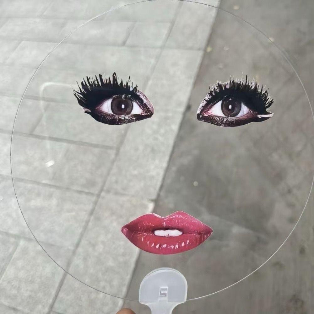 Длинные ресницы Прозрачные ручные веера ПВХ Печатный веер Веер с красными губами Подарок другу