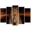 Картина из пяти предметов на холсте с изображением леопардового кота-сафари