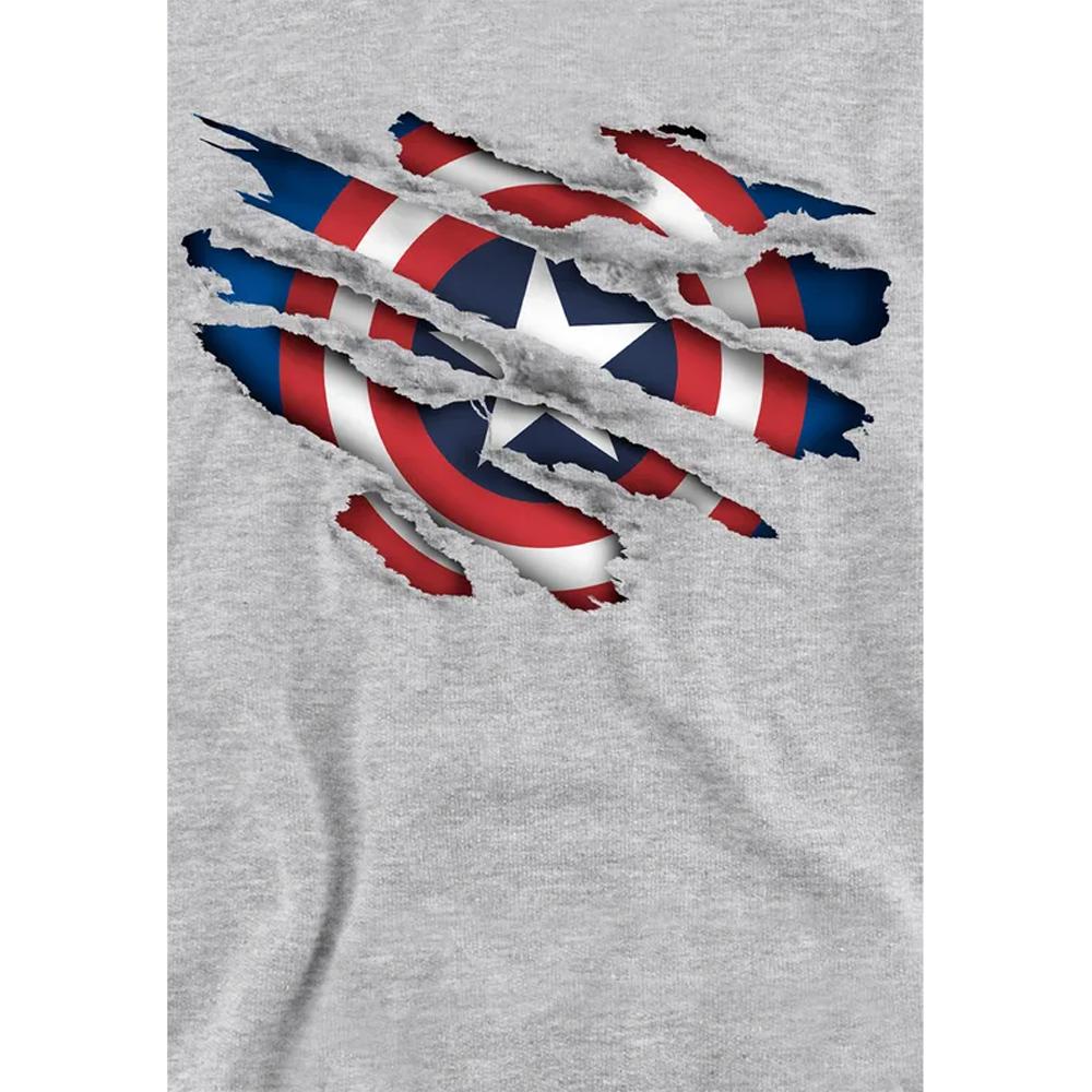 Captain America Childrens/Kids Torn Heather Pull Over Hoodie