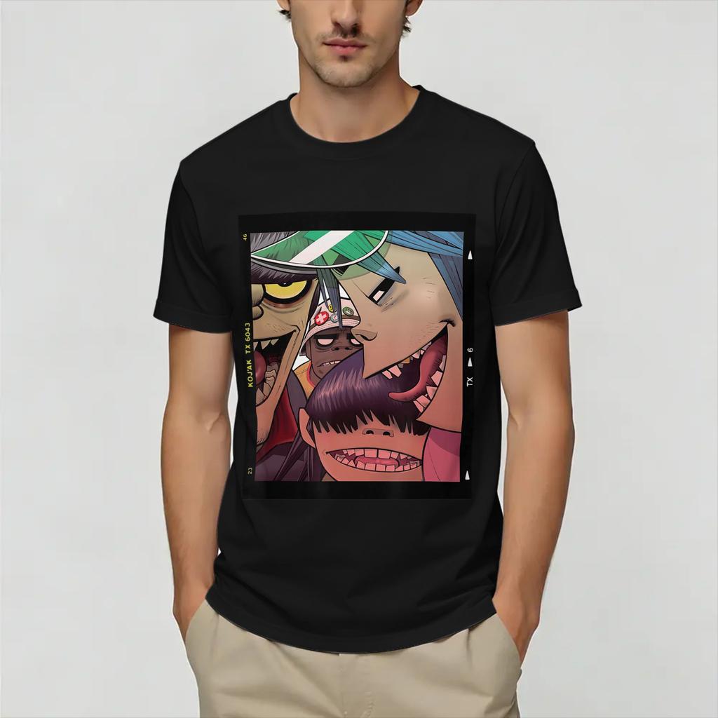 Gorillazs T Shirts Unisexs Pure Cotton Funny Tshirts O Neck Tee Shirt Short Sleeve Clothes Plus Size