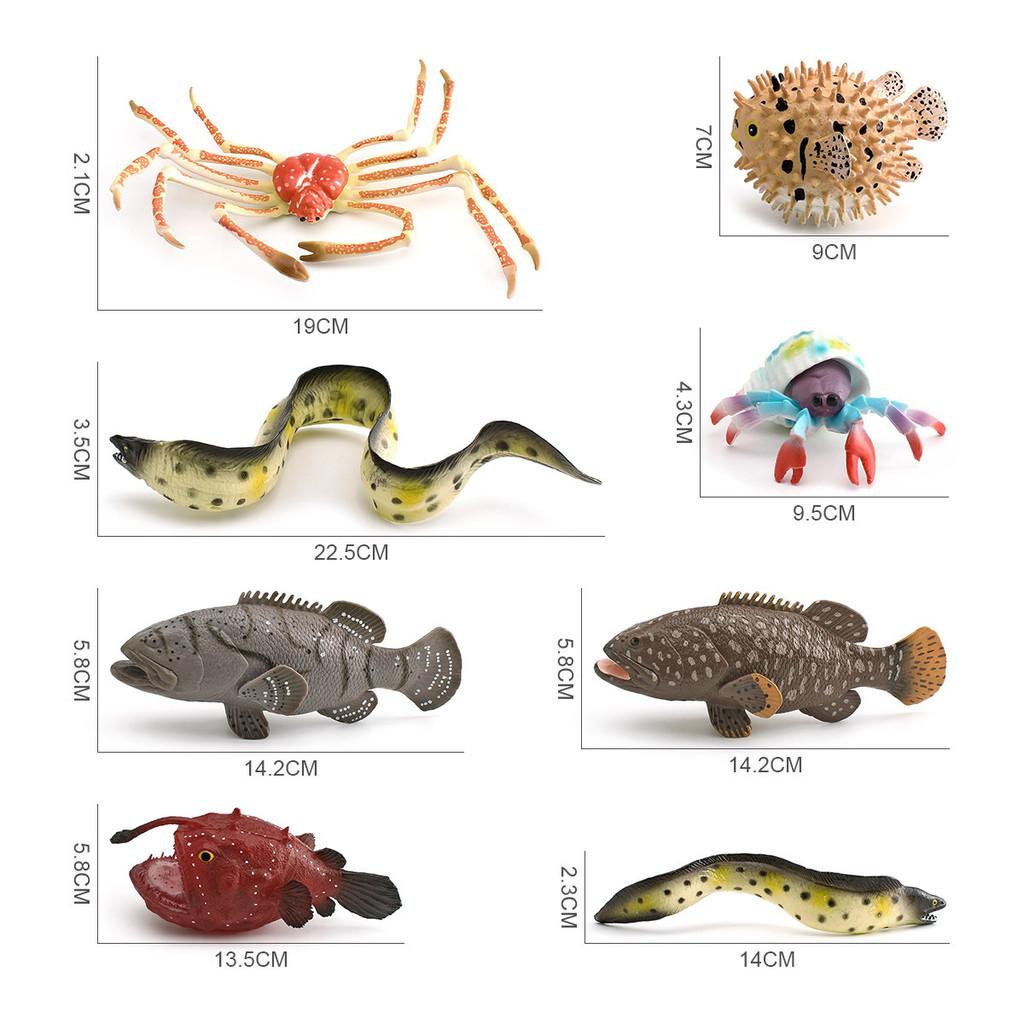 Sea Animal Pvc Statues Collection Featuring Spider Crab And Pufferfish For Home Decor