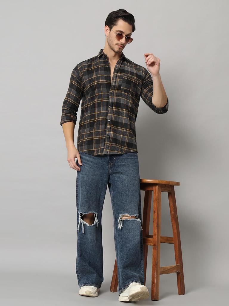 Bigreams Мужская фланелевая рубашка в клетку из 100% хлопка, окрашенная в пряжу, для рубашки с длинным рукавом