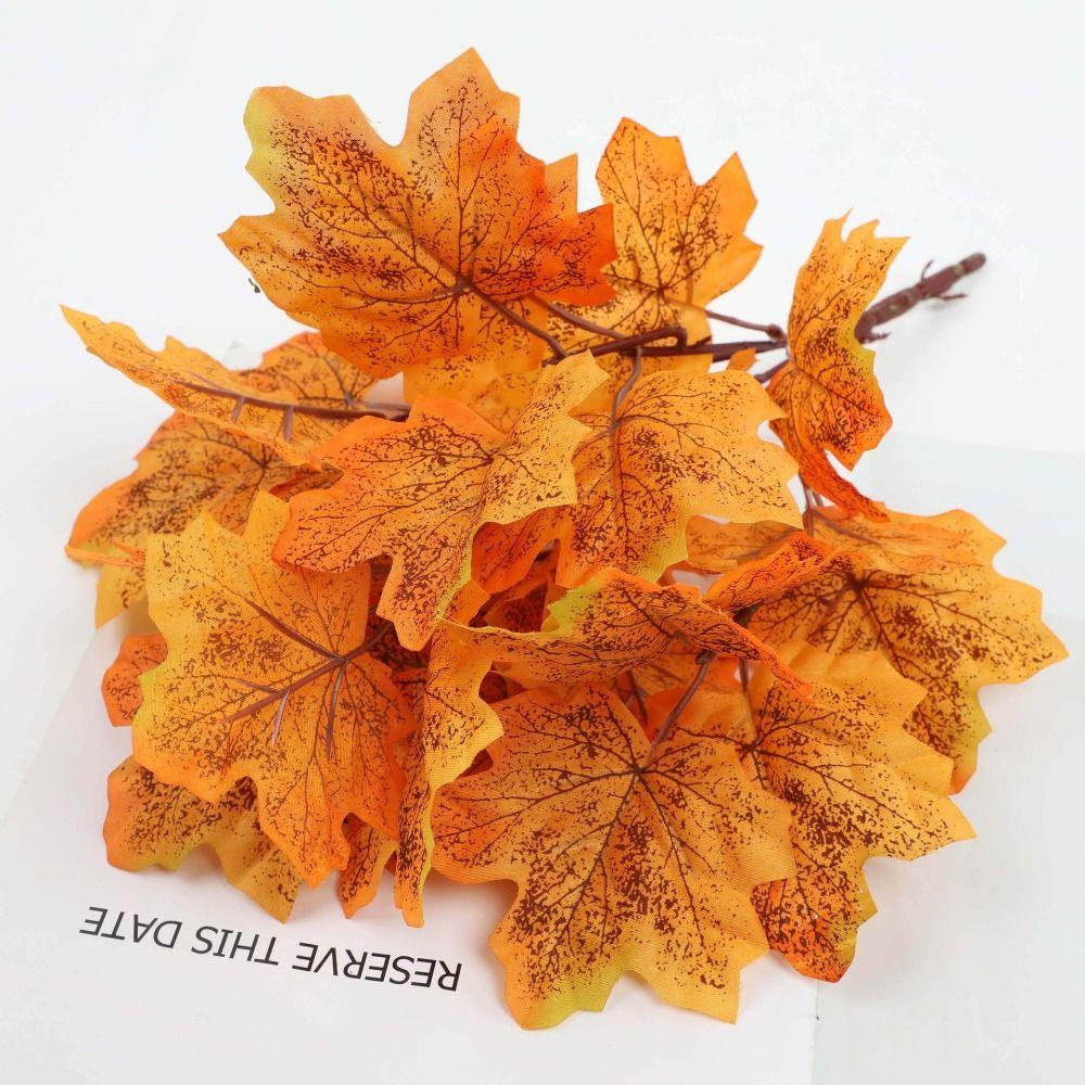 2PCS Fallen Style Artificial Maple Leaf Fabric Maple Leaf Bouquet Home Decor