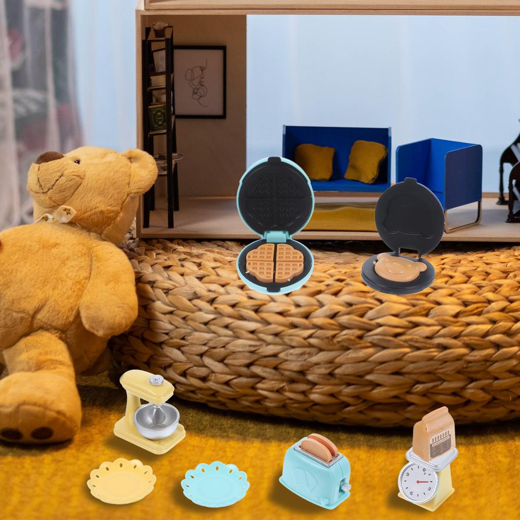 Миниатюрный комплект кухонной плиты для кукольного домика, модельные аксессуары, домашний тостер, декоративные игрушки для выпечки, кухонные принадлежности, пластиковые детские