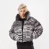 Women's Designer Collaboration Black & White Tiger Stripe Down Jacket