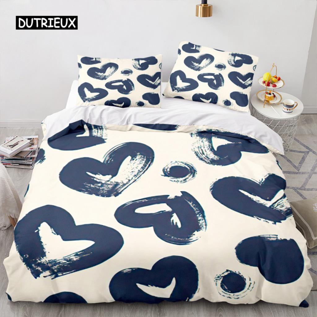 Красный пододеяльник с сердечками для любви, роскошный комплект постельного белья в романтическом стиле для пары, подарки на День святого Валентина для подруги, украшение спальни