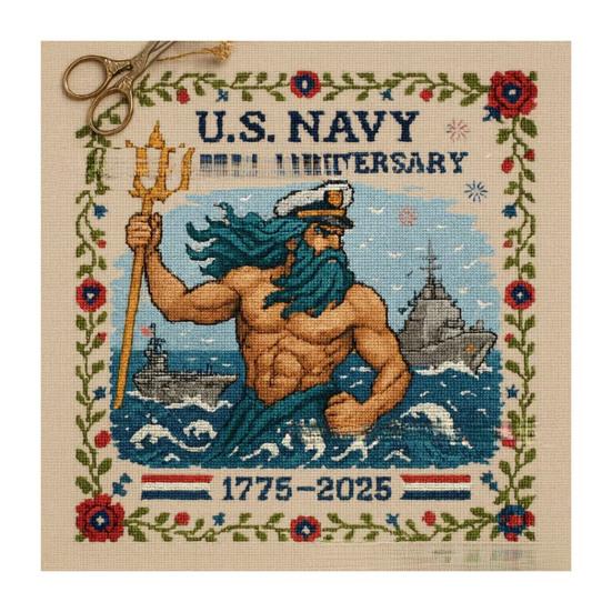 US 250th Anniversary Cross Stitch Kit DIY Needlepoint Starter Patriotic Commemorative Embroidery Pattern Keepsake Gift for Beginners Veterans Military